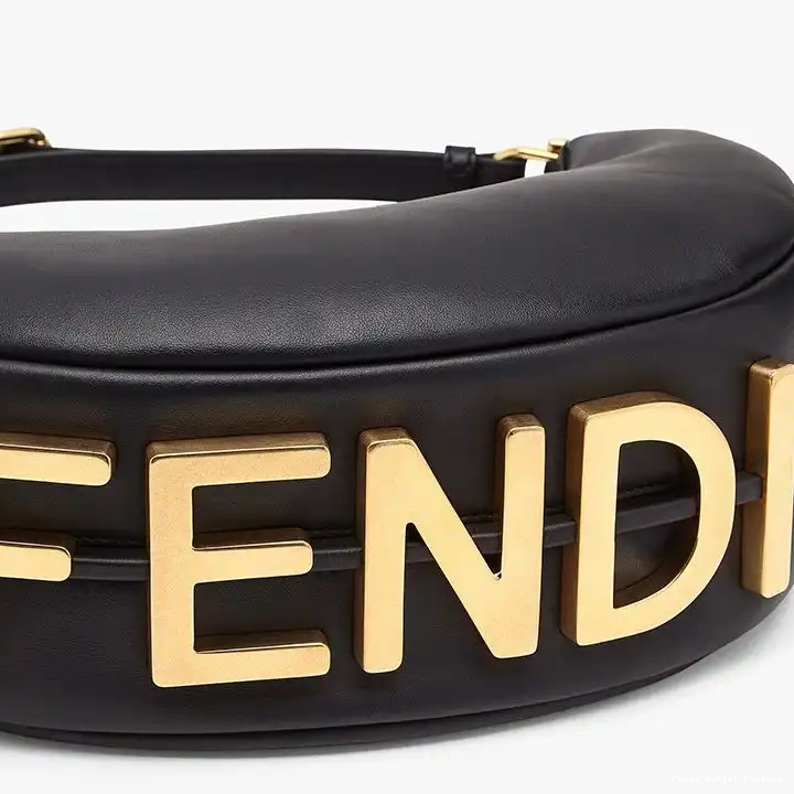 Affordable HOT Hobo Leather Calf Small Fendigraphy In Black Bag Fendi 0608
